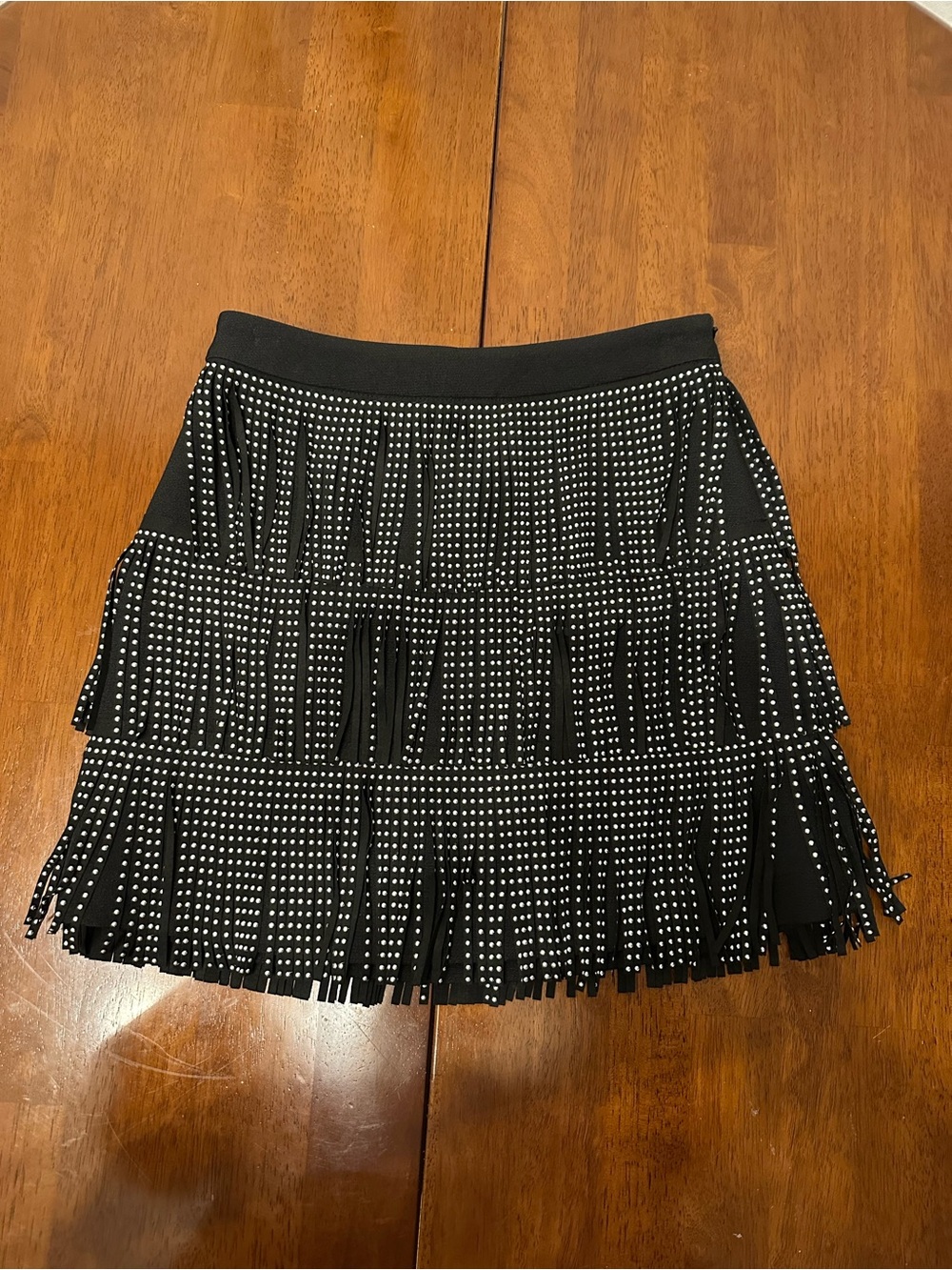Vici Black Studded Fringe Skirt